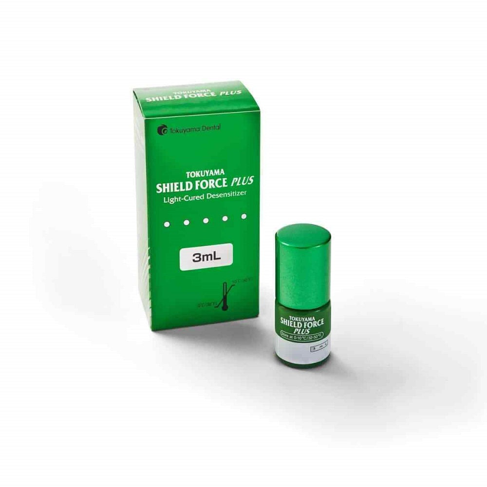 Tokuyama Shield Force Plus – product packaging detail showing 3mL volume and storage instructions