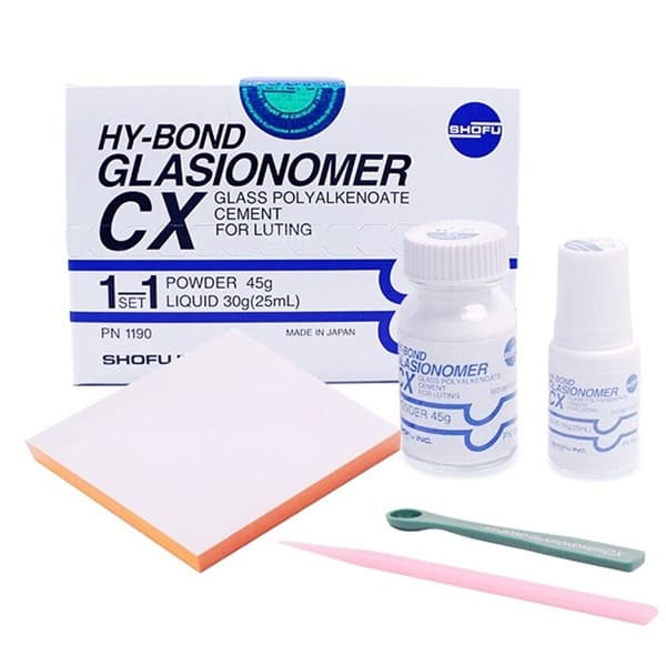 Shofu Hy-Bond Glasionomer CX-Smart Complete Kit – Box, Powder 45g, Liquid 30g, Measuring Scoop, Paper Pad and Spatula, ISO 9917-1 Certified