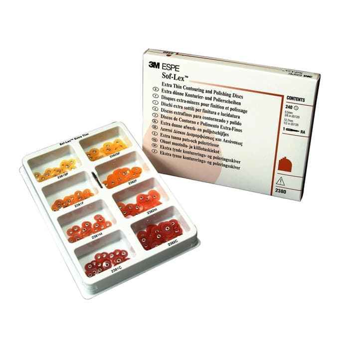 Sof-Lex Extra Thin Polishing Discs by 3M ESPE – 240 Discs Kit REF 2380 with RA Mandrel

