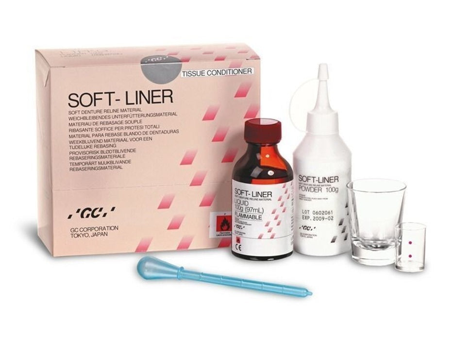GC Soft-Liner Denture Relining Material Kit with 100g Powder and 100g Liquid by GC Corporation