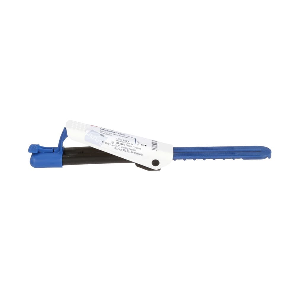 3M ESPE Vitrebond Plus Clicker Dispenser side view showing product label blue ergonomic handle for dental liner placement