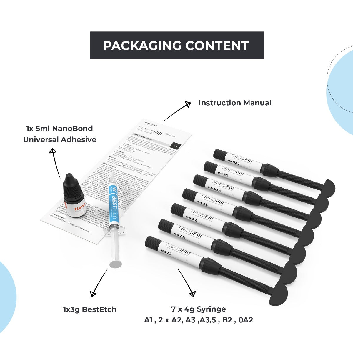 Professional dental restorative composite kit with BestEtch syringe